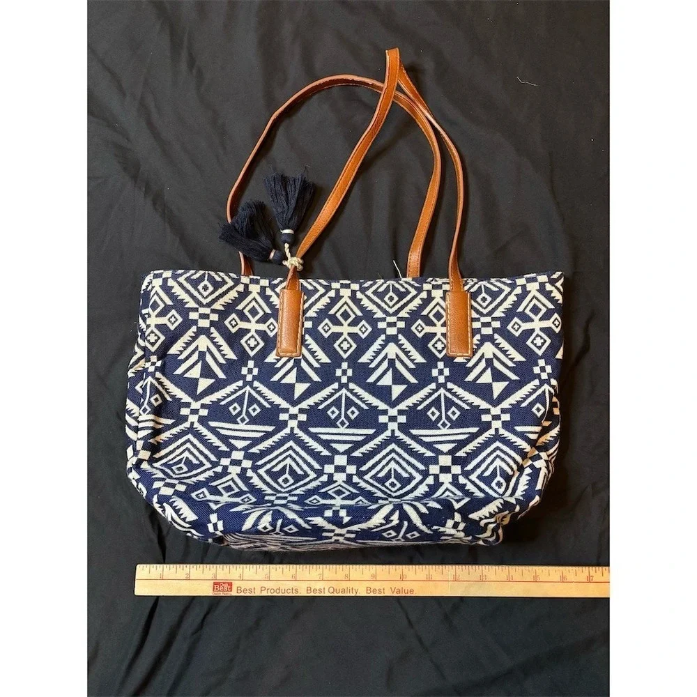 Petunia Pickle Bottom Tote Bag Womens Large Blue Aztec Tassel Work Travel boho‎